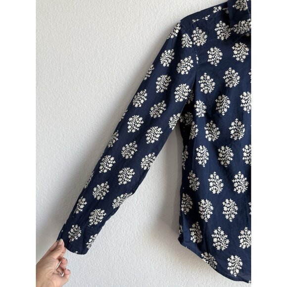 J.Crew The Perfect Button Down Poplin Long Sleeve Shirt Women’s Size 6 Navy Blue - Picture 10 of 12